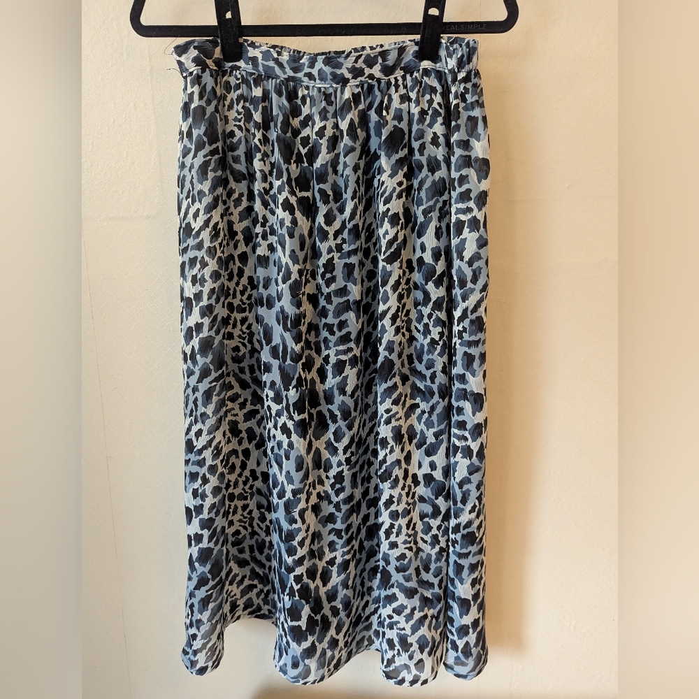 Blue and Black Leopard Print Skirt | Vintage size 14
